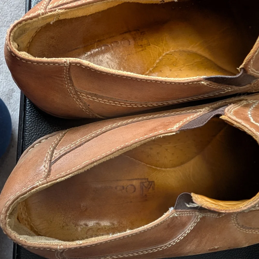 Sandro Comfort Leather‎ Loafers Men’s 13D Tan Brown Slip On Shoes Made in Brazil